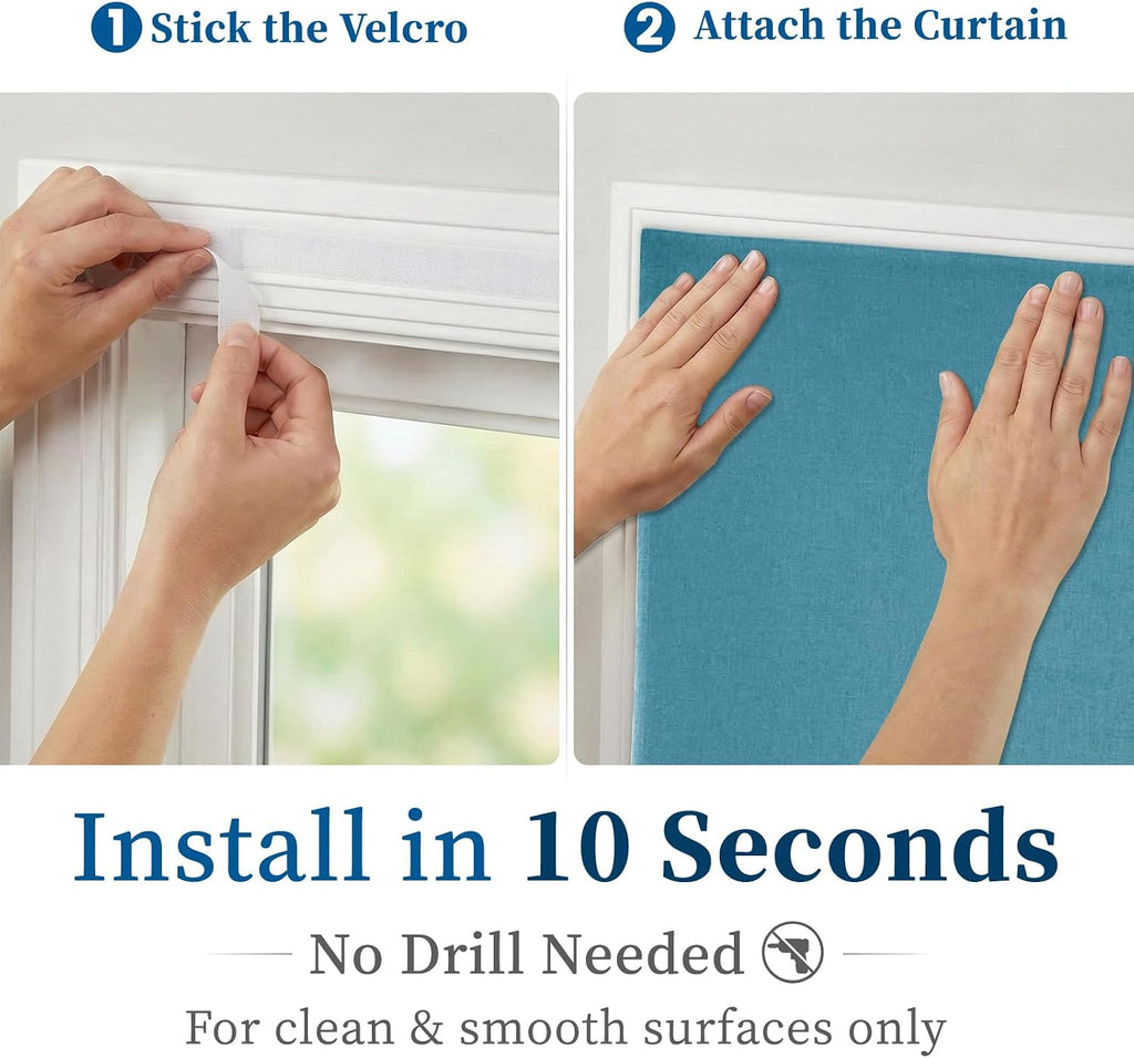 100% Blackout Self Adhesive Portable Curtains for Bedroom Easy to Install Window Thermal Lnsulated Kitchen Room Darkening Small Window…