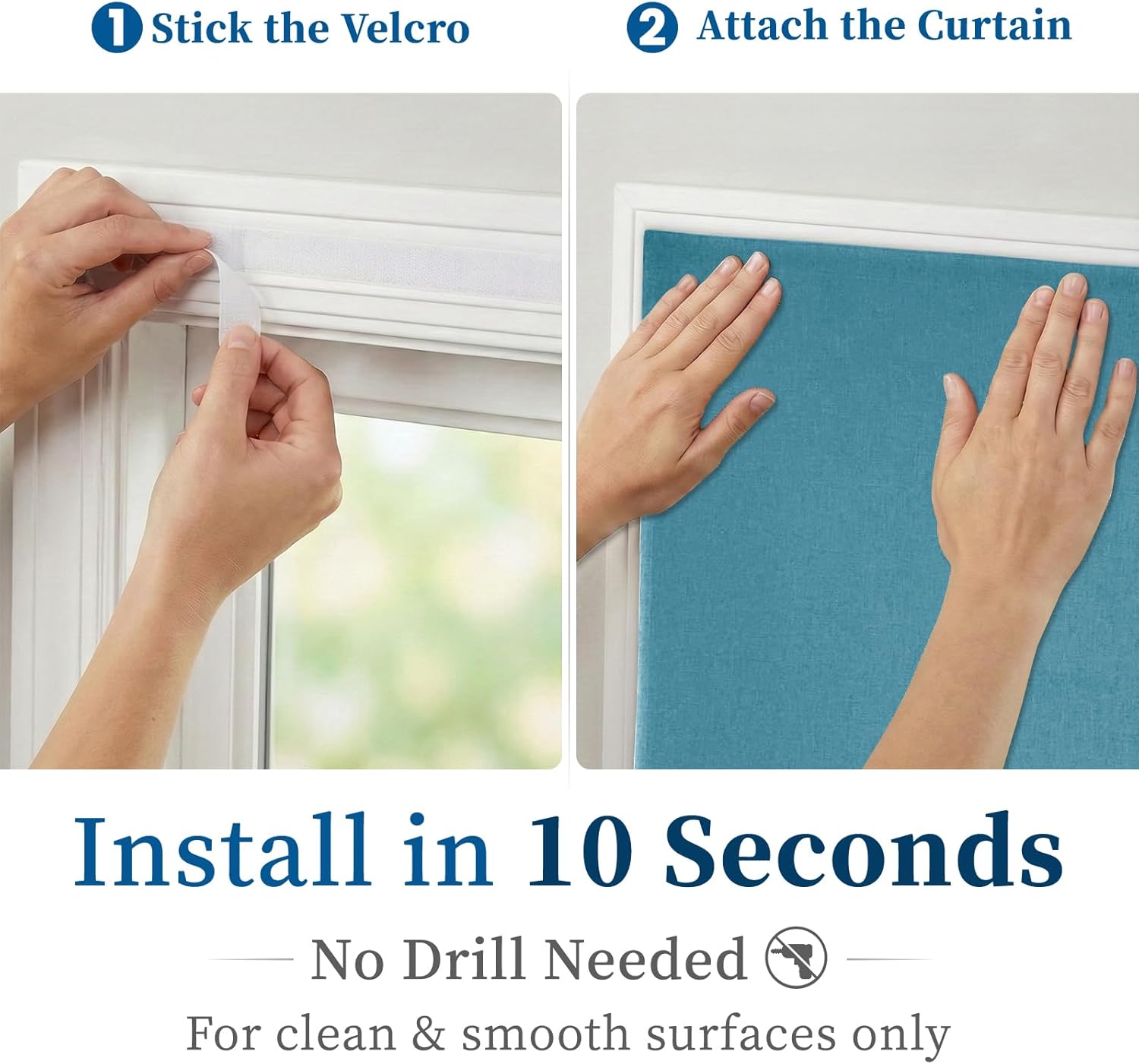 100% Blackout Magic Tape Stick On Curtains Window Shades Pull Down Blackout Window Cover No Drillng Self Adhesive Curtains No Rod Small…