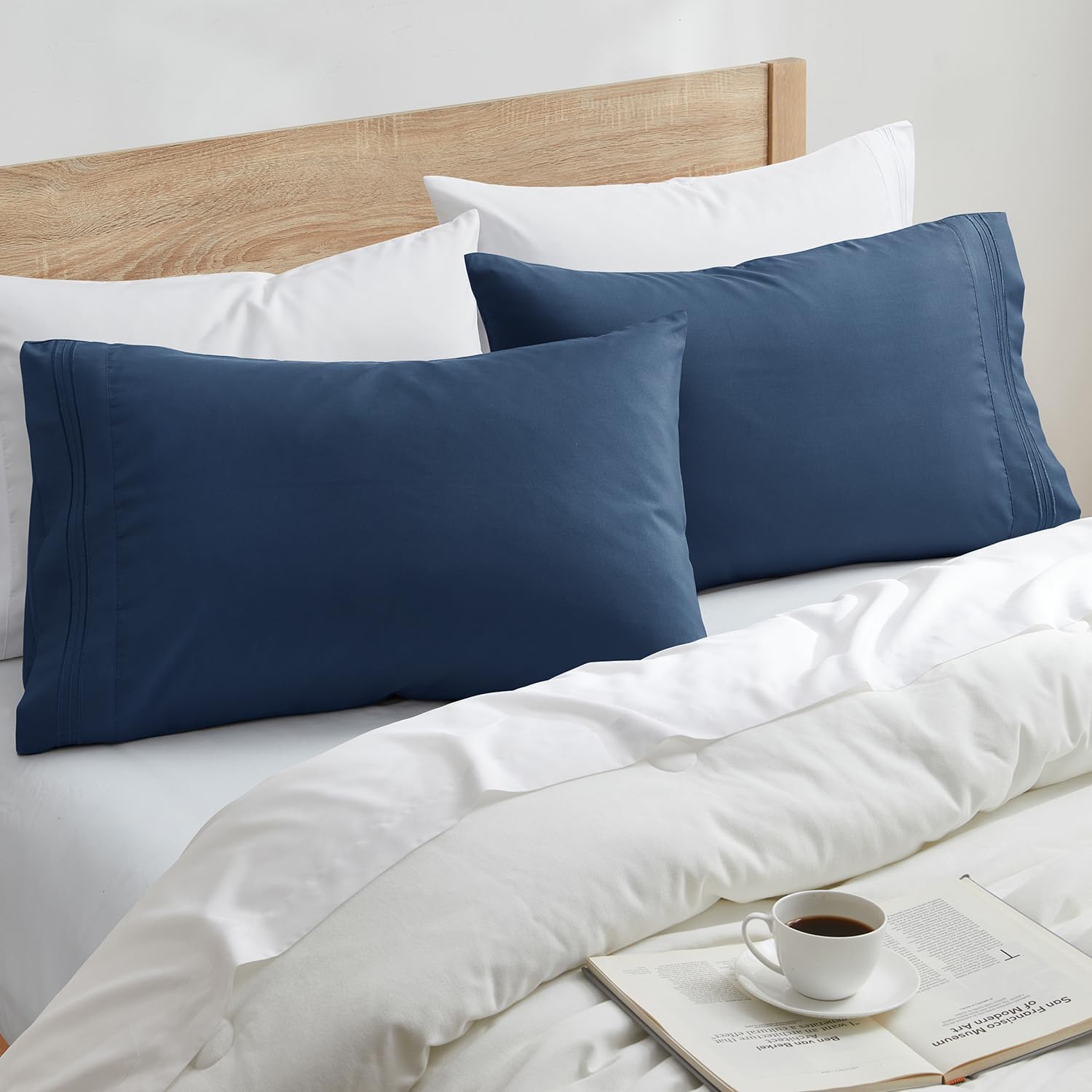 Nestl Navy Blue King Pillow Cases 2 – Soft King Size Pillow Case, 1800 Brushed Microfiber Pillowcases, Envelope Closure Pillowcase, King Pi…
