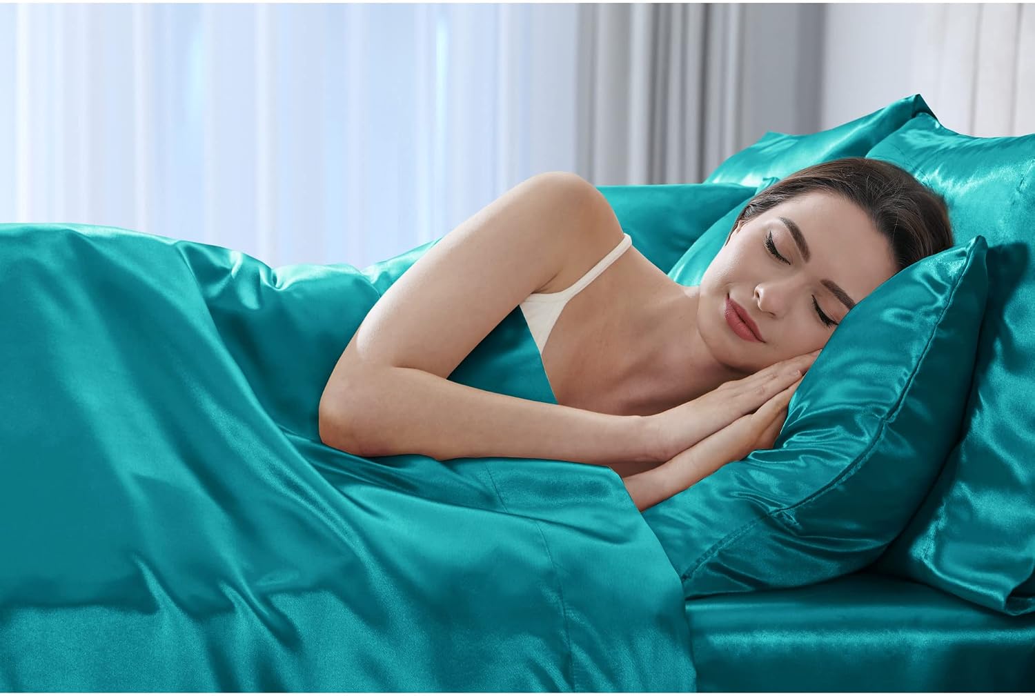 Madisonpark Madison Park Essentials Satin Sheet Set Luxury and Silky with Natural Sheen, Elastic 14" Pocket fits up to 16" Mattress, All Ar…