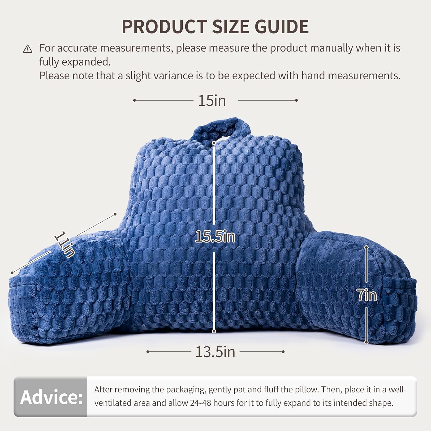 Faux Fur Reading Pillow for Bed Adults, Ultra Soft Plush Floor Backrest Pillow with Side Pockets for Bed & Couch, Perfect for Reading…