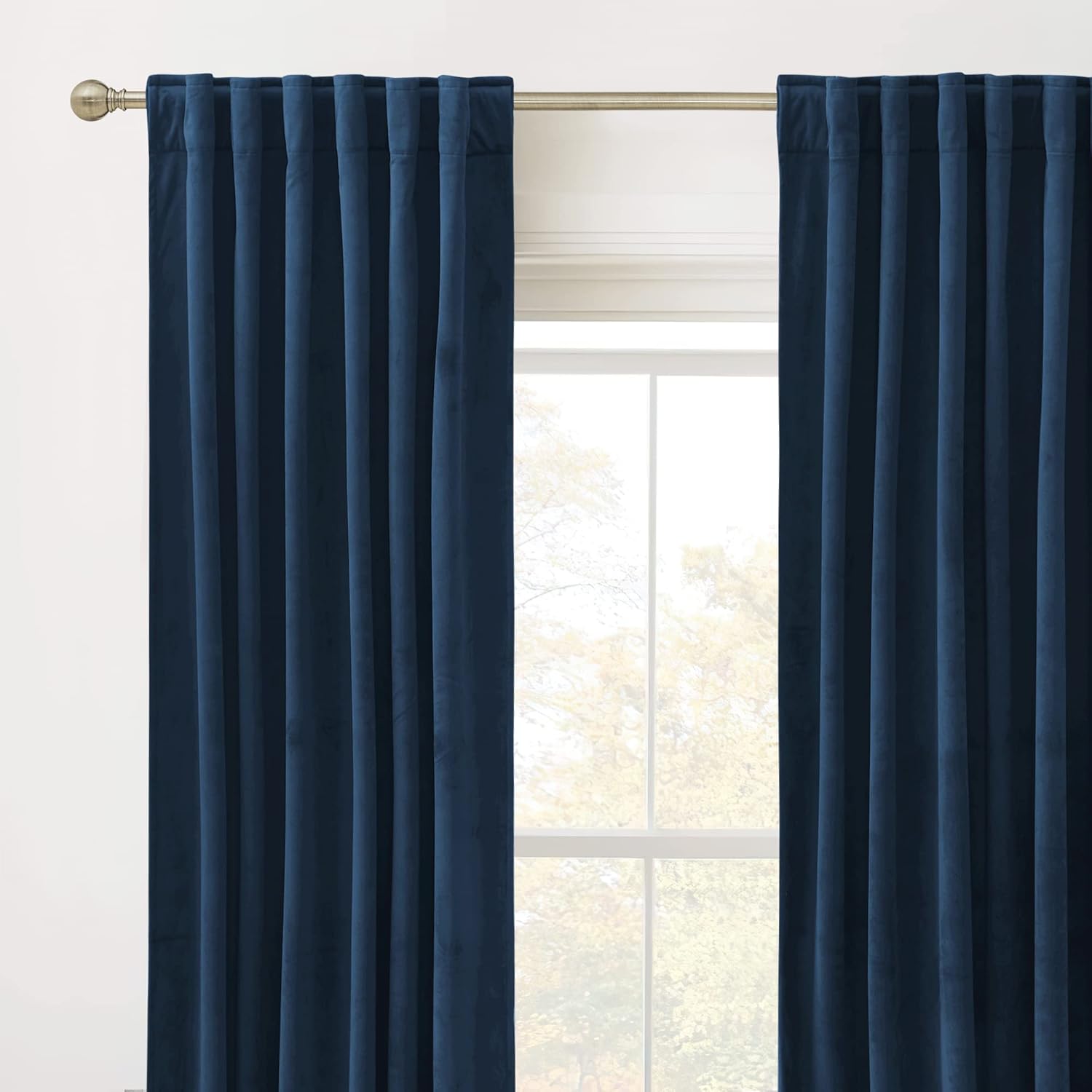 Rybhome RYB HOME Blue Velvet Curtains 84 inches - Blackout Curtains for Living Room, Thermal Insulated Noise Reducing Panels Soft Luxury Wi…
