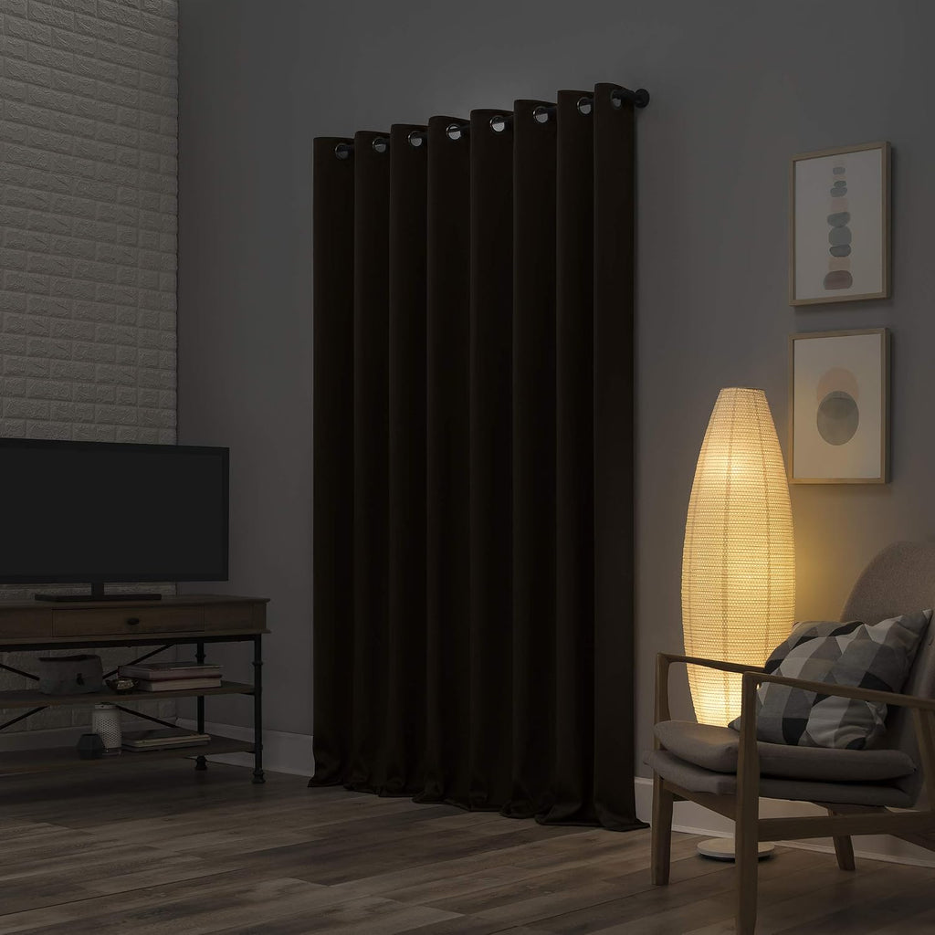 Sun Zero Nordic 2-pack Theater Grade Extreme 100% Blackout Grommet Curtain Panel Pair, 52" x 63", Cocoa Brown