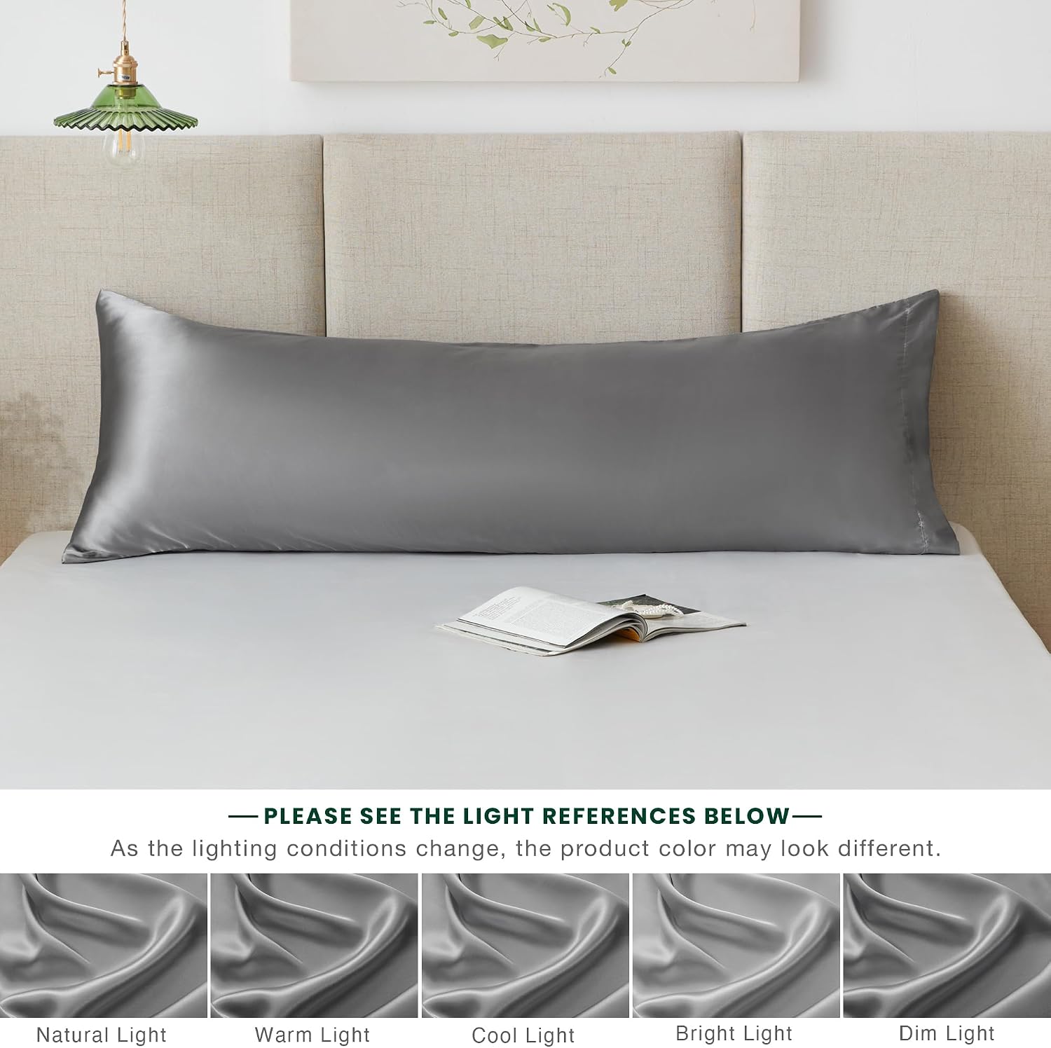 Lovescabin Love's cabin Satin Body Pillowcase 20x54, Cooling Pillow Cover for Hair and Skin, Silky Smooth with Envelope Closure, Similar to…