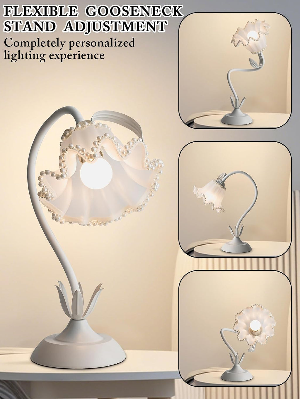 Aqdzcnf Flower Table Lamp, LED Reading Light Bedside Vintage Flower Night Light,3 Colors Modes Kawaii Bedside Lamps Decor, Living Room Bedroo…