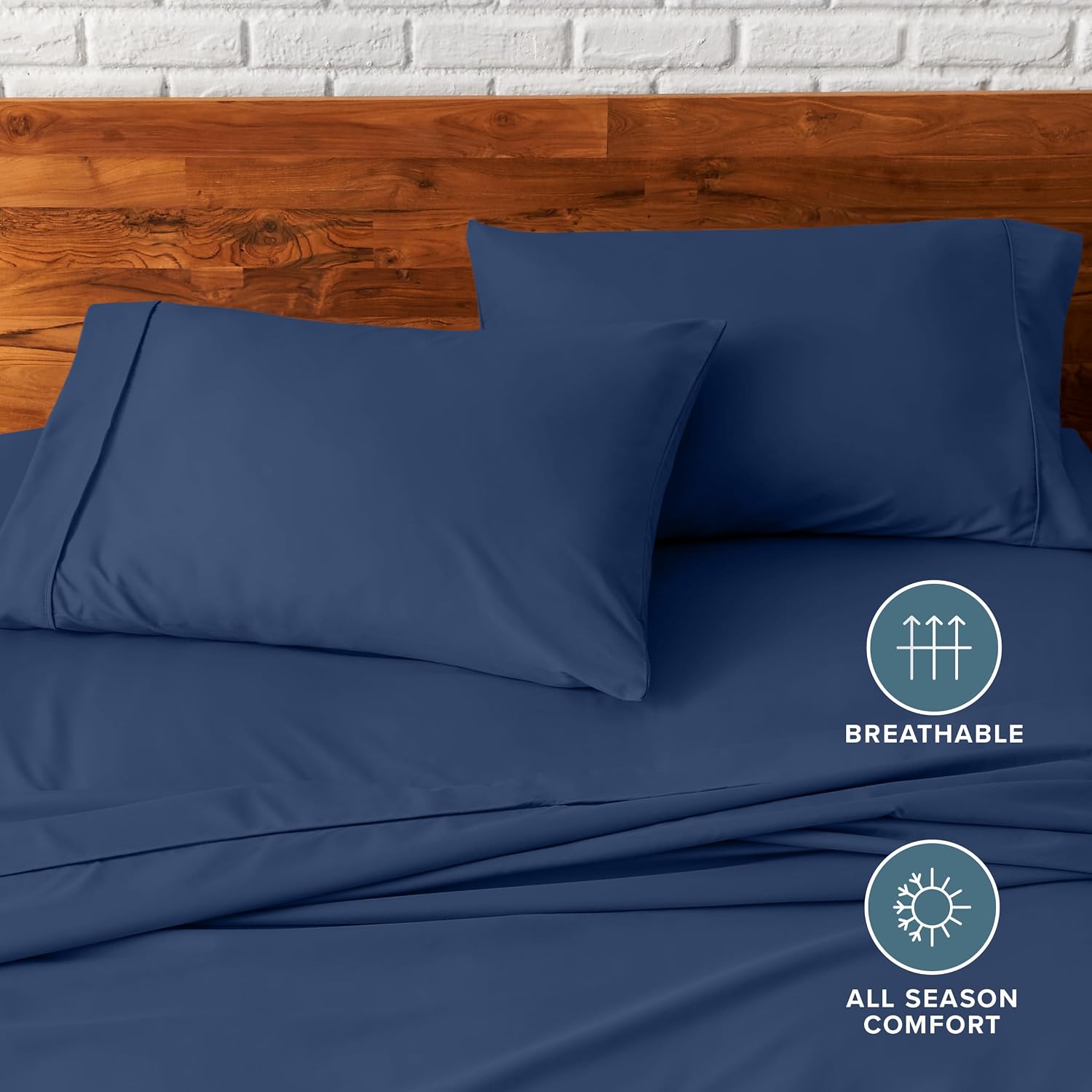 BareHome Bare Home Microfiber Pillow Cases - Standard/Queen Size Set of 2 - Cooling Pillowcases - Double Brushed - Dark Blue Pillowcases 2…