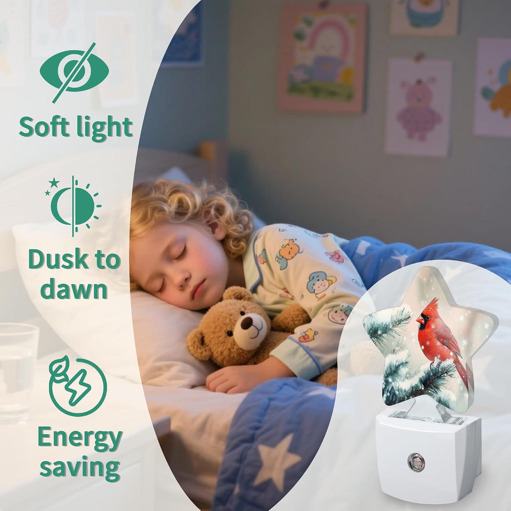 Cardinal Star Night Light Plug in, Soft Glow Night Light for Kids Bedroom Nursery, Gentle Warm Light for Sleep, Compact Lamp for Hallway…