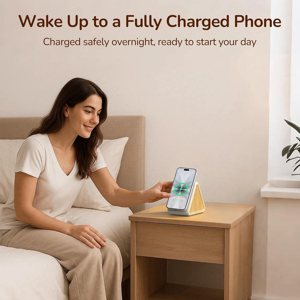 Housbay 2-in-1 White Noise Sound Machine & Magnetic Wireless Charger, Stereo Sleep Sounds, Clutter-Free Bedside Charging Station for iPhone…