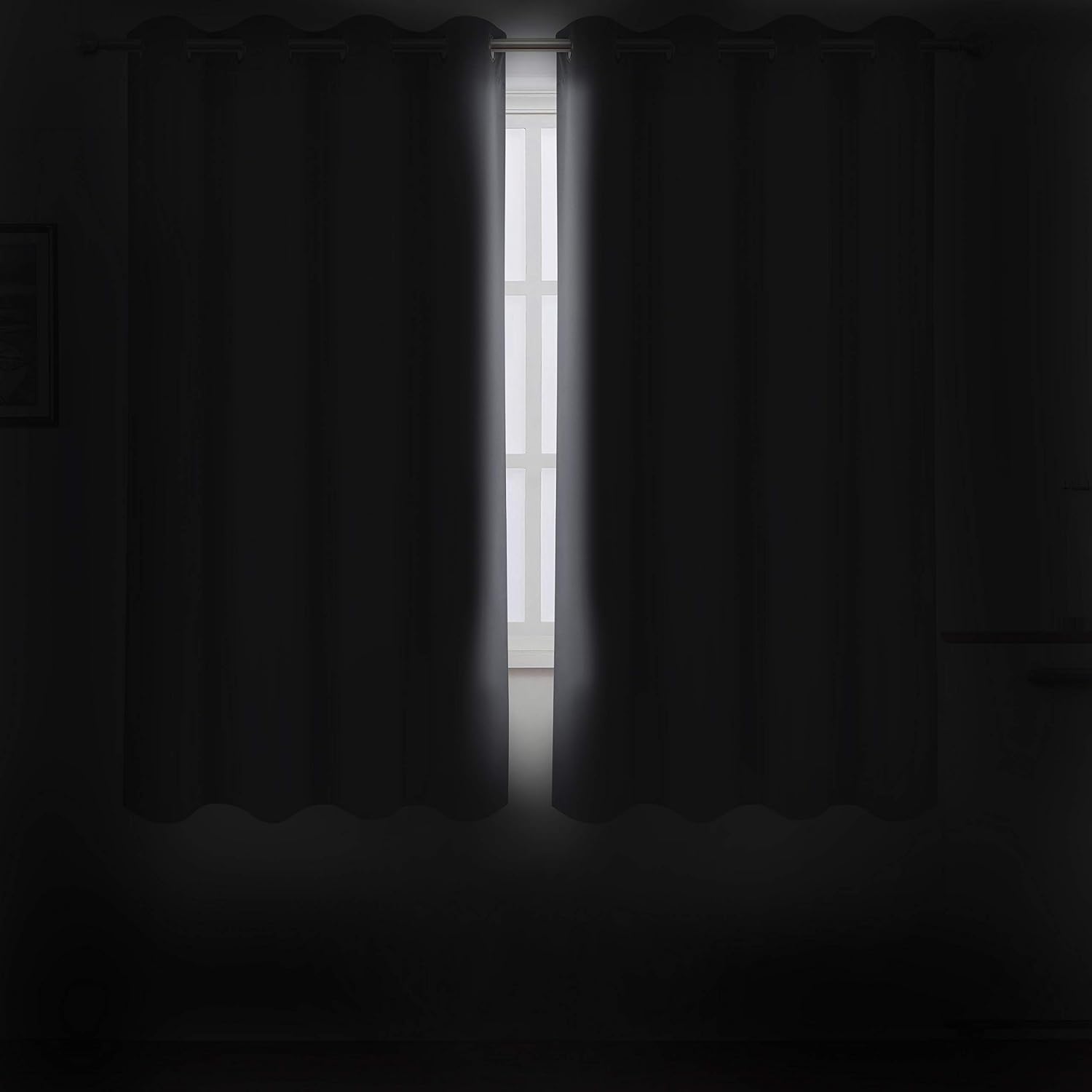 Lemomo Frost Grey Blackout Curtains 66 x 63 Inch Length/Set of 2 Curtain Panels/Thermal Insulated Room Darkening Blackout Curtains for Bedr…