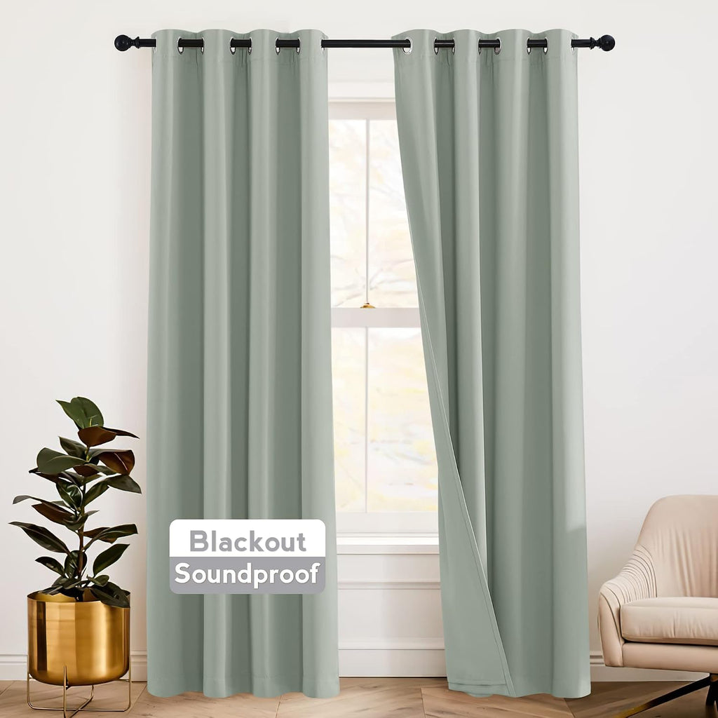 Rybhome RYB HOME Acoustic Curtains Blackout Thermal Insulating 3-in-1 Curtain Set for Baby Nursery Bedroom Living Room Room Divider Panels,…