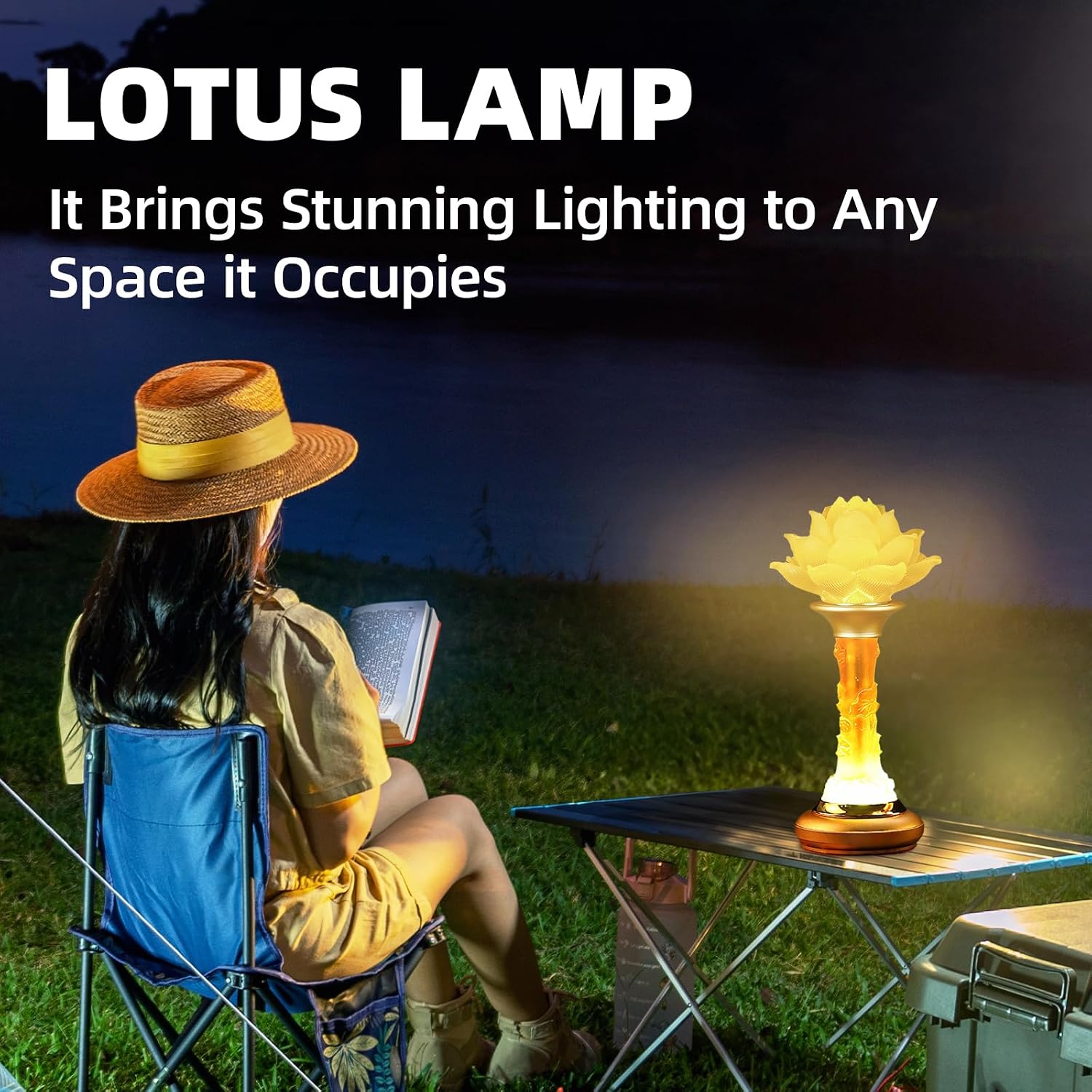 10inch 1 Pair-7 Color LED Lotus Flower Lamp - Petal Lotus Buddhist Lamp Lights, Buddha Lamp Light with Adjustable Switch for Buddhist…
