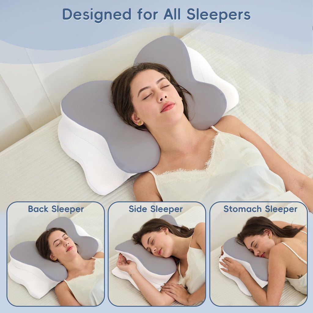 FyovaHome Cervical Neck Pillow, Ergonomic Memory Foam Pillows for Neck with Breathable Pillowcase, Adjustable Contour Neck Support Pillow f…