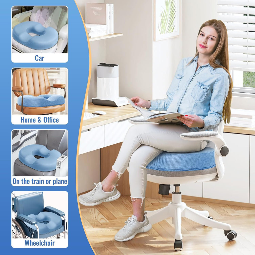 CloudBliss Donut Pillow Seat Cushion Chair Pad for Tailbone and Hemorrhoids, Memory Foam Seat Chair Cushion for Men and Women for Home & Of…