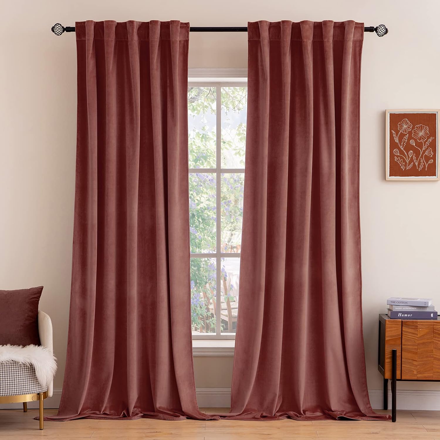 Miulee Velvet Curtains 2 Panels Luxury Blackout Curtains for Bedroom Living Room Thermal Insulated Super Soft Window Drapes Rod Pocket & Ba…