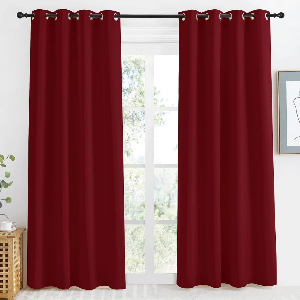 NICETOWN Christmas Burgundy Curtains for Living Room, 55x86 Inch,1 Piece, Burgundy Red, Home Decor Energy Smart Thermal Insulated Window…