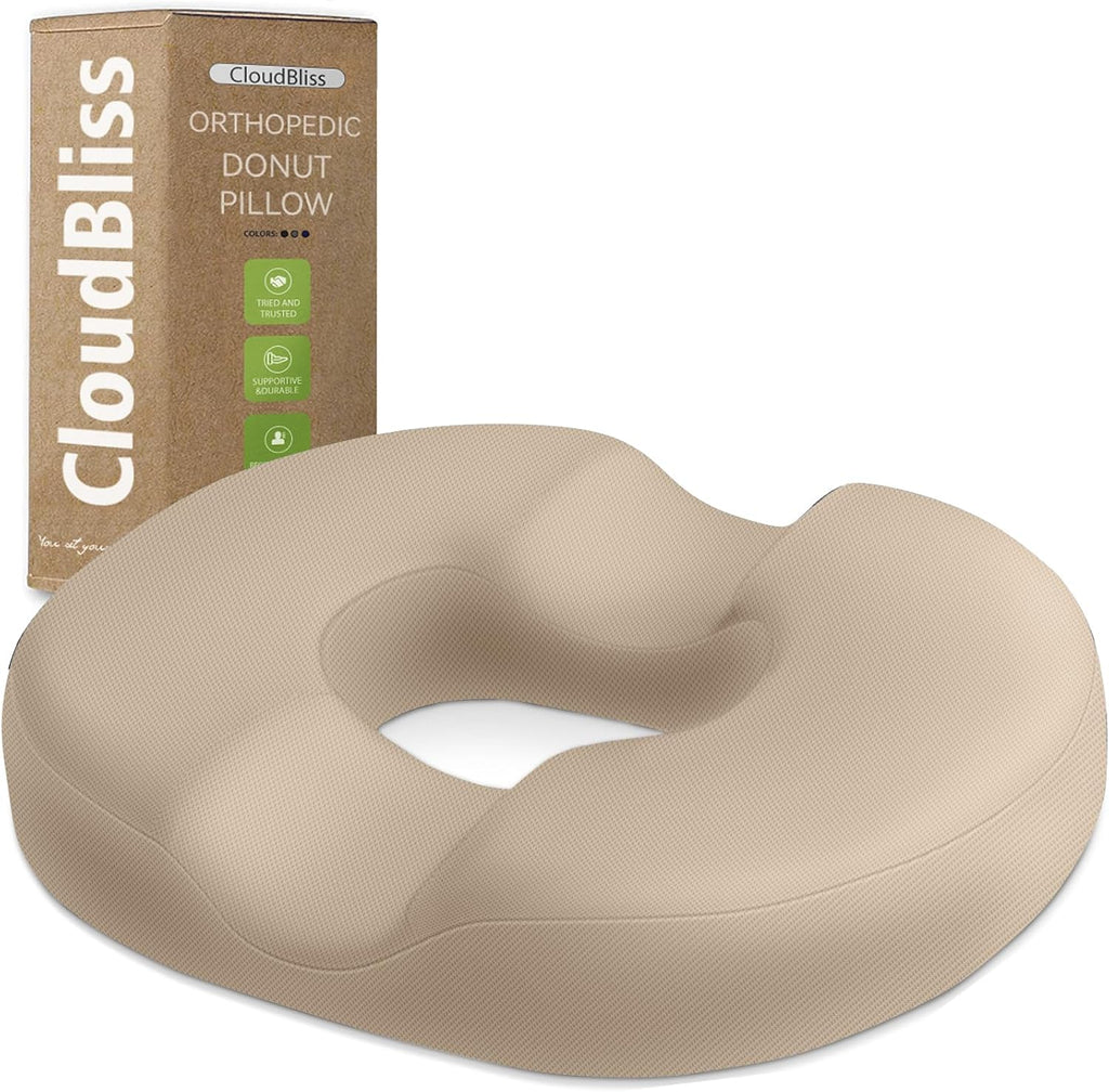 CloudBliss Donut Pillow Seat Cushion Chair Pad for Tailbone and Hemorrhoids, Memory Foam Seat Chair Cushion for Men and Women for Home & Of…