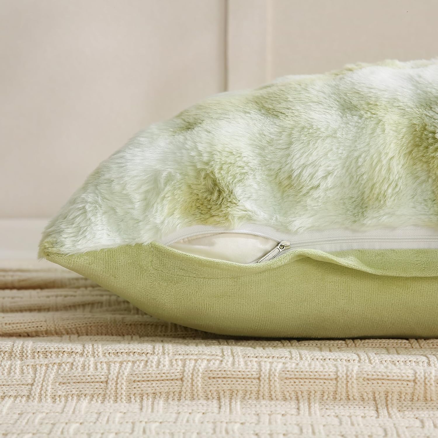 Chumerry Green Fluffy Body Pillow Cover Faux Fur Pillowcase Extra Soft Fuzzy Plush Long Pillow Cover Gradient Green Shaggy Body Pillow Case…