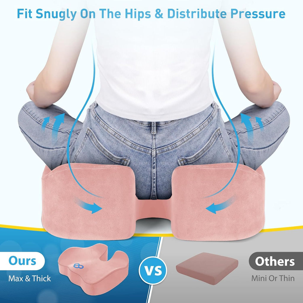 BlissTrends Seat Cushion, Thick Memory Foam Cushions for Office Chair, Car Seat, Airplane, Relieving Pressure Tailbone Sciatica Back Pain fo…