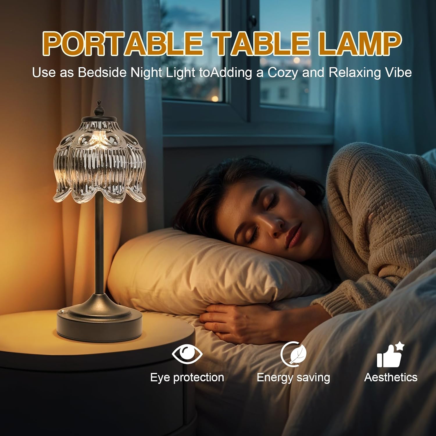 Cordless Lotus Flower Table Lamp, 5200mAh Rechargeable Battery Operated Portable Lamp, 3-Color Dimmable Touch Control Small Desk Lamp for…