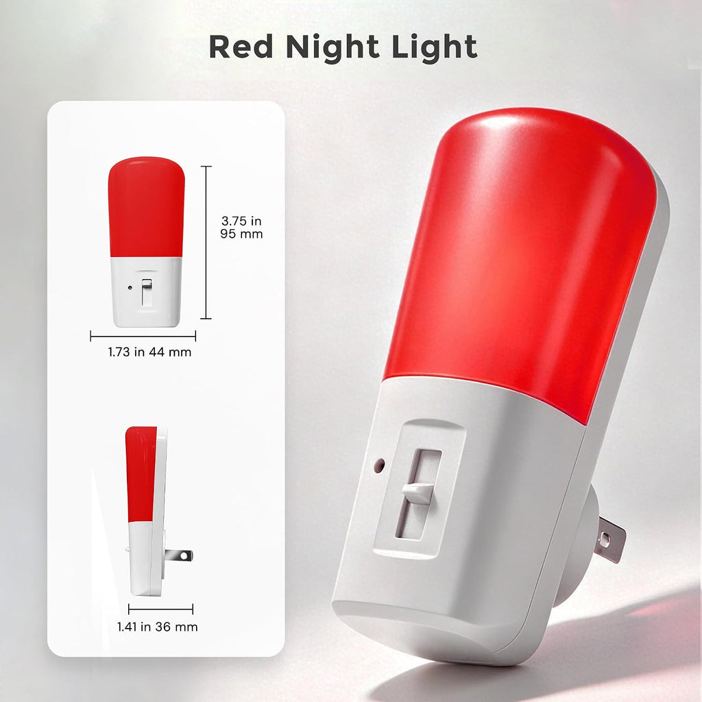 Llohasled LOHAS-LED Red Light Night Light Plug in, Dimmable LED Night Lights 2 Pack, Dusk to Dawn Sensor, Red, 0-80LM Adjustable…