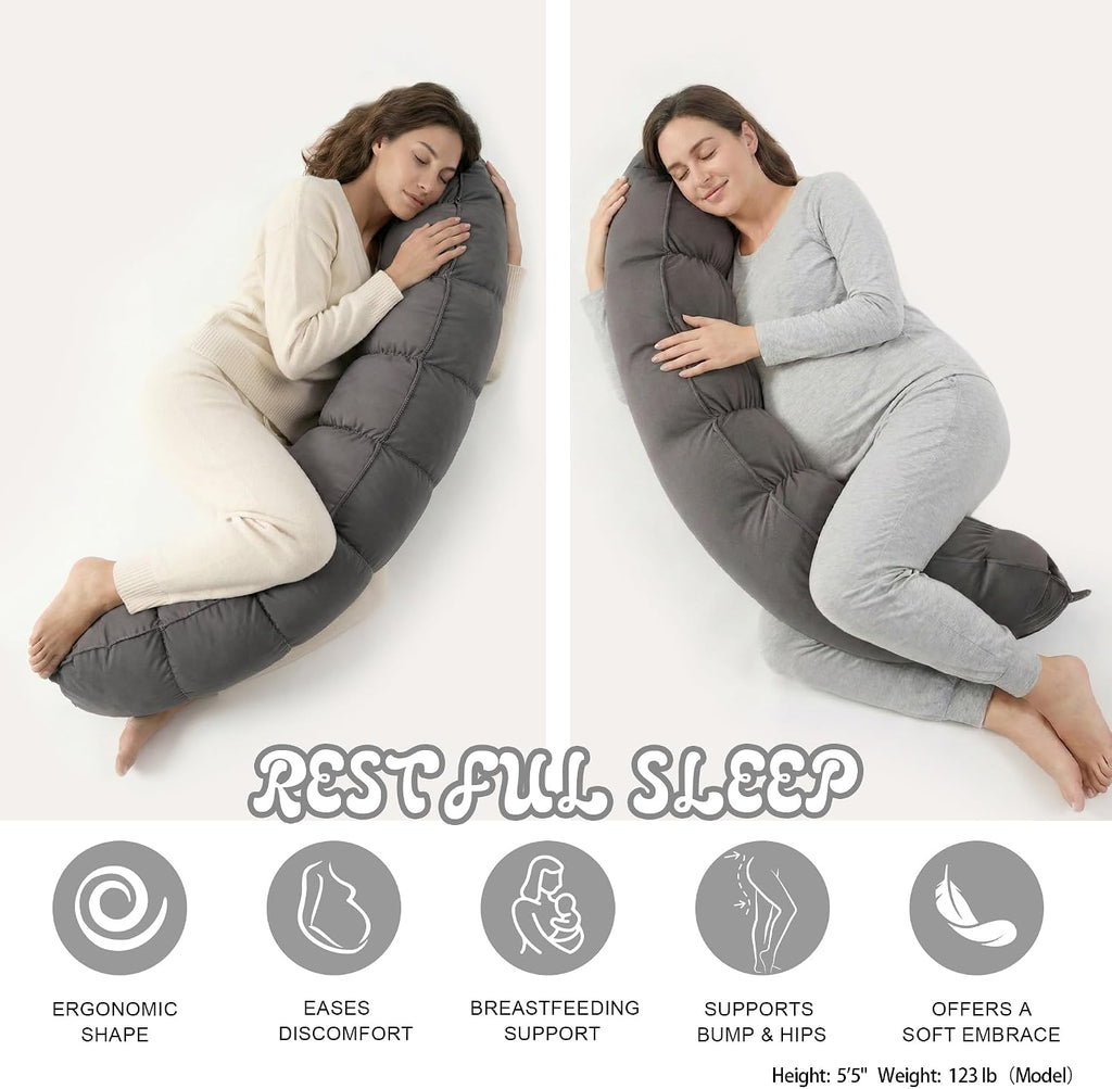 Peallow(Pat. Pend) – Long Round Body Pillow for Adults, Bolster Pillow for Sleeping, Soft and Supportive Pillow for Sleeping & Lumbar…