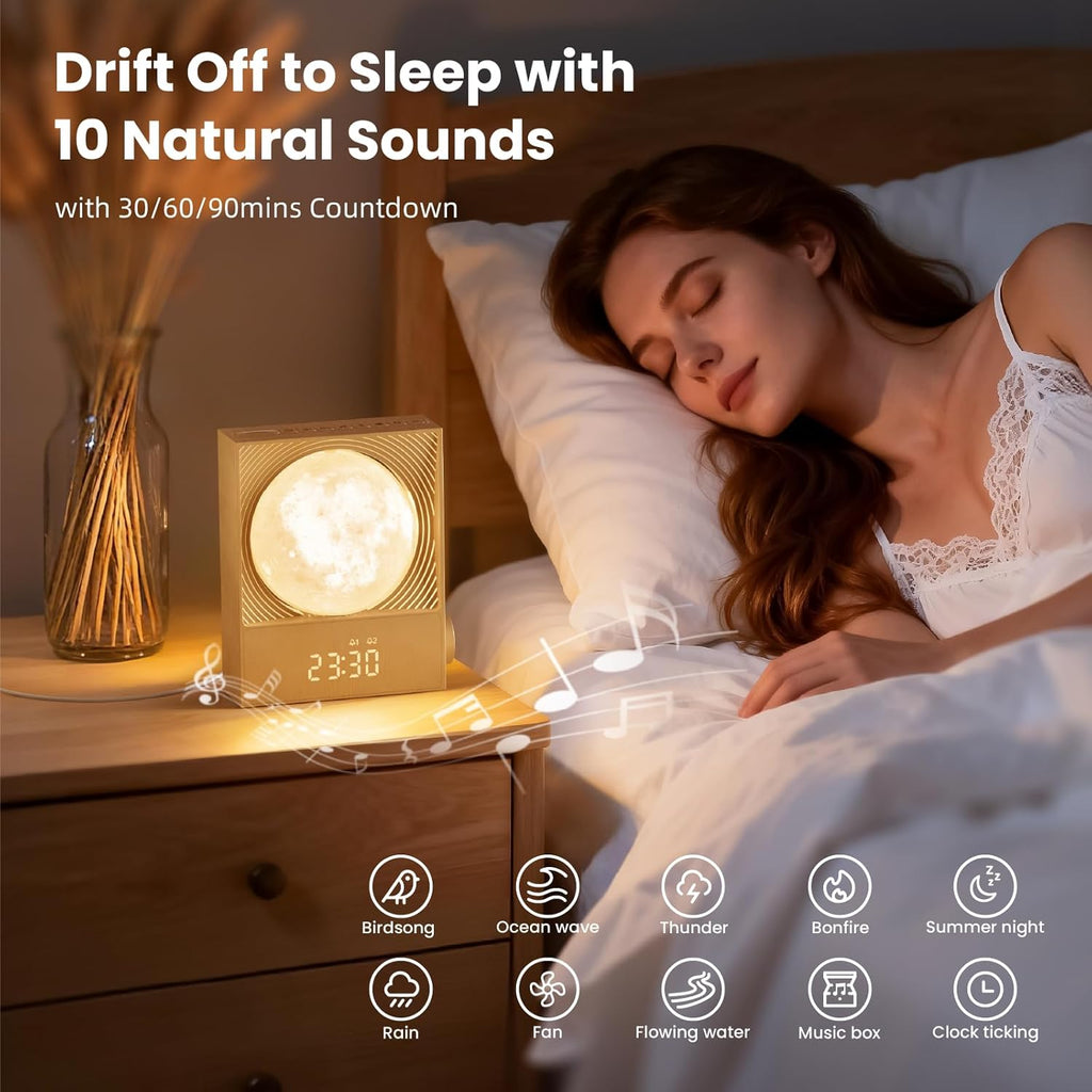 RETEYUNG Sunrise Alarm Clocks for Heavy Sleepers, Rotatable Moon Light with Gentle Wake-Up, Clock Night Lamp for Bedrooms - Snooze,10 Light…