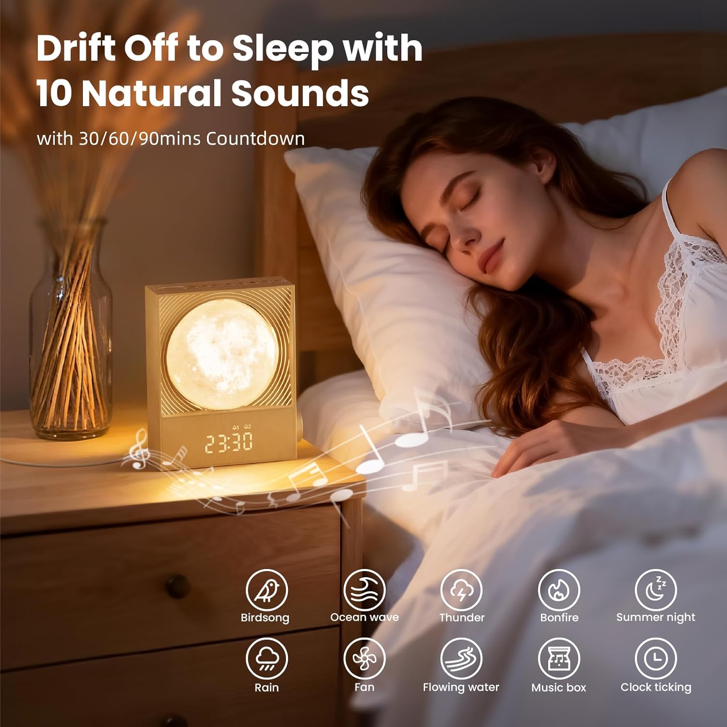 RETEYUNG Sunrise Alarm Clocks for Heavy Sleepers, Rotatable Moon Light with Gentle Wake-Up, Clock Night Lamp for Bedrooms - Snooze,10 Light…