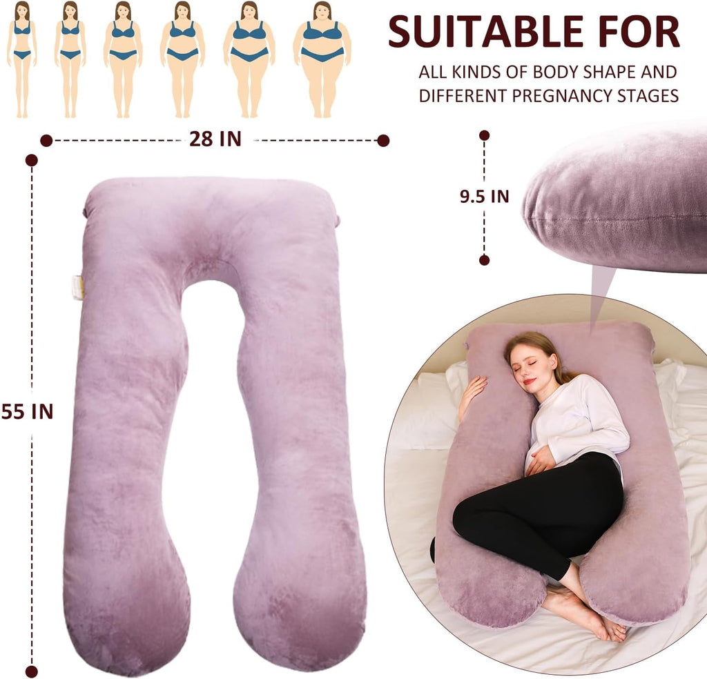 Chilling Home Pregnancy Pillow, U Shape Pregnancy Pillows for Sleeping, 55in Body Pillow for Sleeping, Body Pillows for Adults, Maternity…