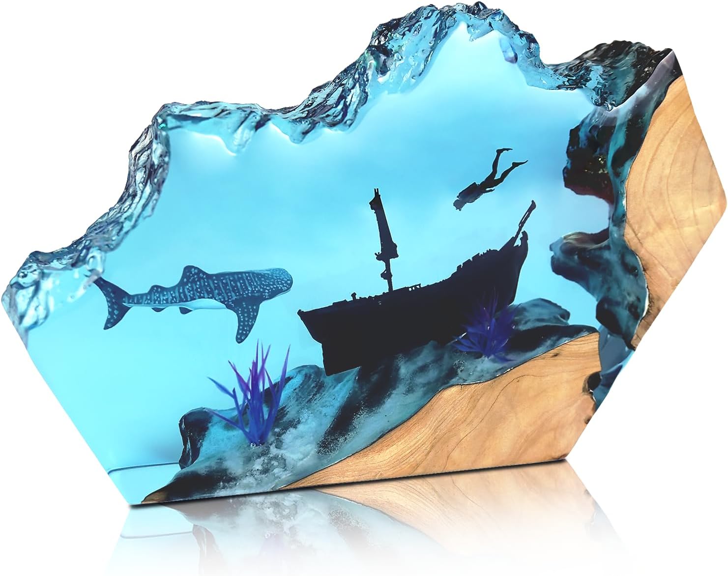 Epoxy Resin Lamp, Ocean Night Light, Artistry Home Decor Bedside Nightlight, Unique Resin Lighting, Nightstand Decorations for Bedroom…