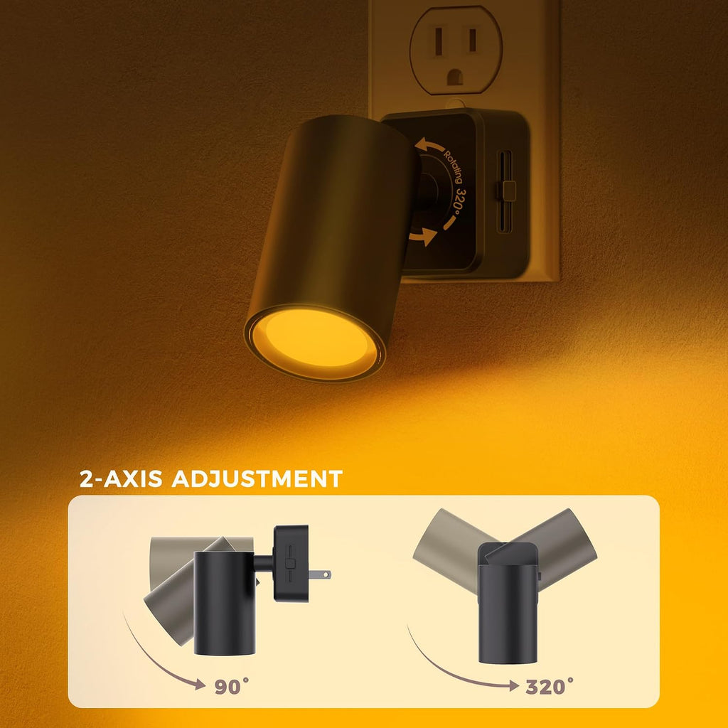 Night Lights Plug into Wall, 320° Rotation Night Light, RGB Color Changing Nightlight, Spot Light Dimmable Brightness, Dusk to Dawn…
