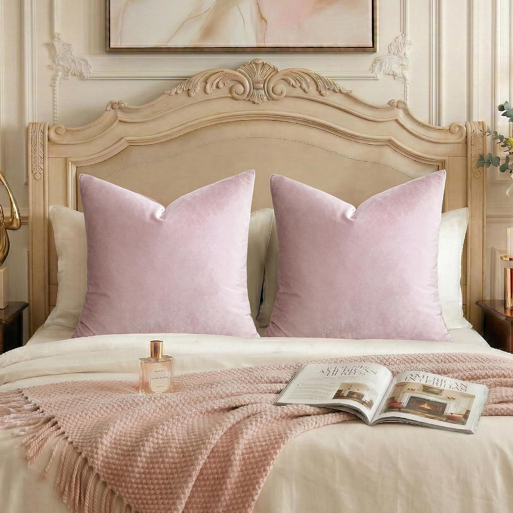 GIGIZAZAFocusingonhomedecoration GIGIZAZA Decor Throw Couch Pillow Covers, Set o 2 Sweet Lilac Sofa Cushion Pillow Covers, Velvet Pillow Case…