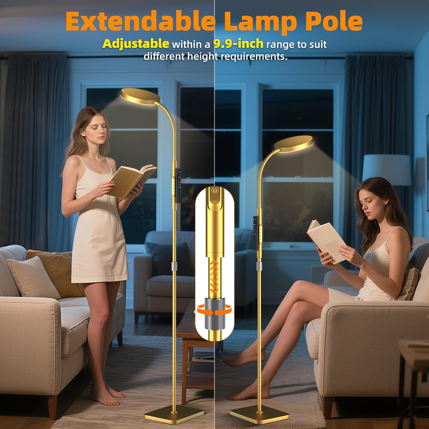 Pacovy Floor Lamp, Adjustable Height Floor Lamps for Living Room Bedroom, 120 LED Super Bright Standing Lamp Remote & Touch Control Dimmabl…