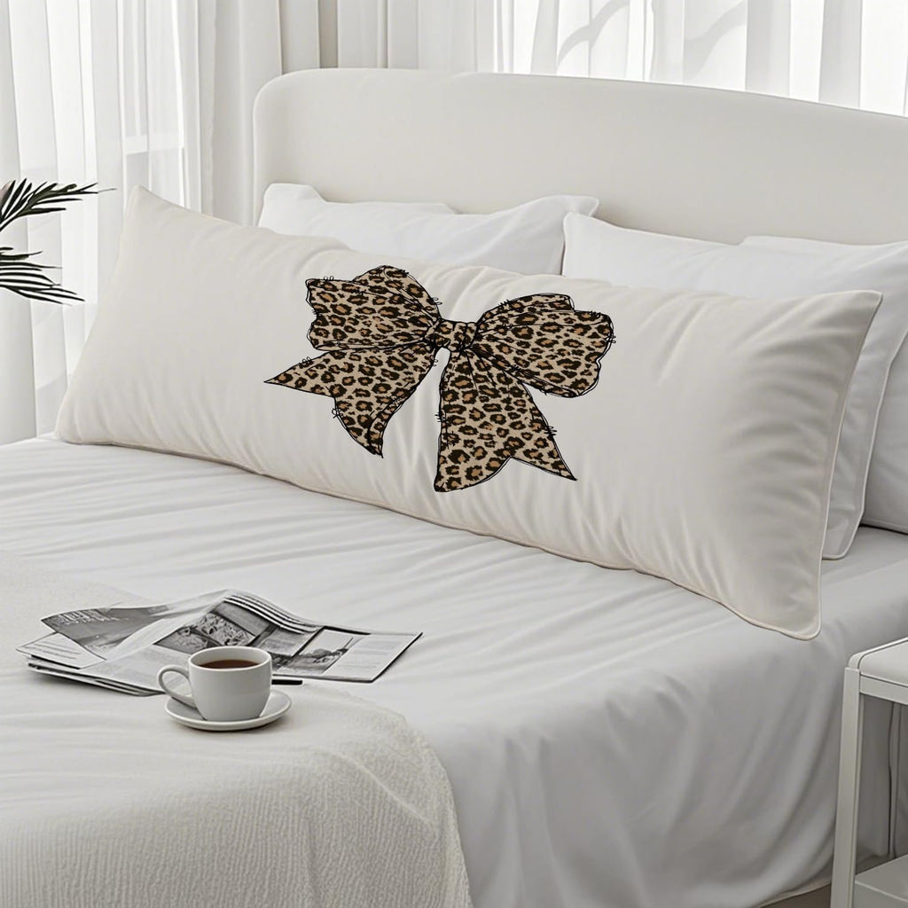 Trendy Coquette Leopard Bow 20x54 Body Pillow Cover, Coquette Room Decor, Cheetah Print Room Decor, Preppy Leopard Print Decorative Long…