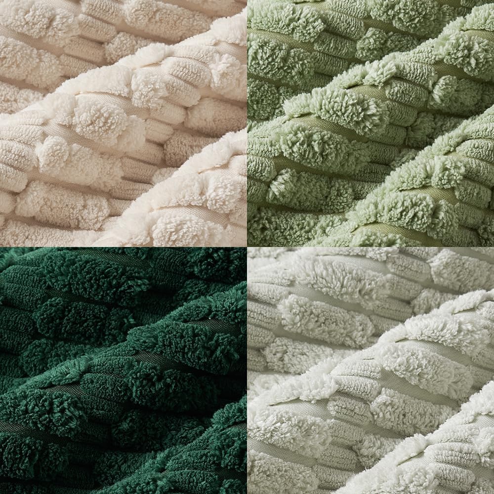 Miulee Pack of 4 Summer Neutral Corduroy Decorative Throw Pillow Covers 20x20 Inch Farmhouse Boho Rustic Soft Striped Pillow Covers Home De…