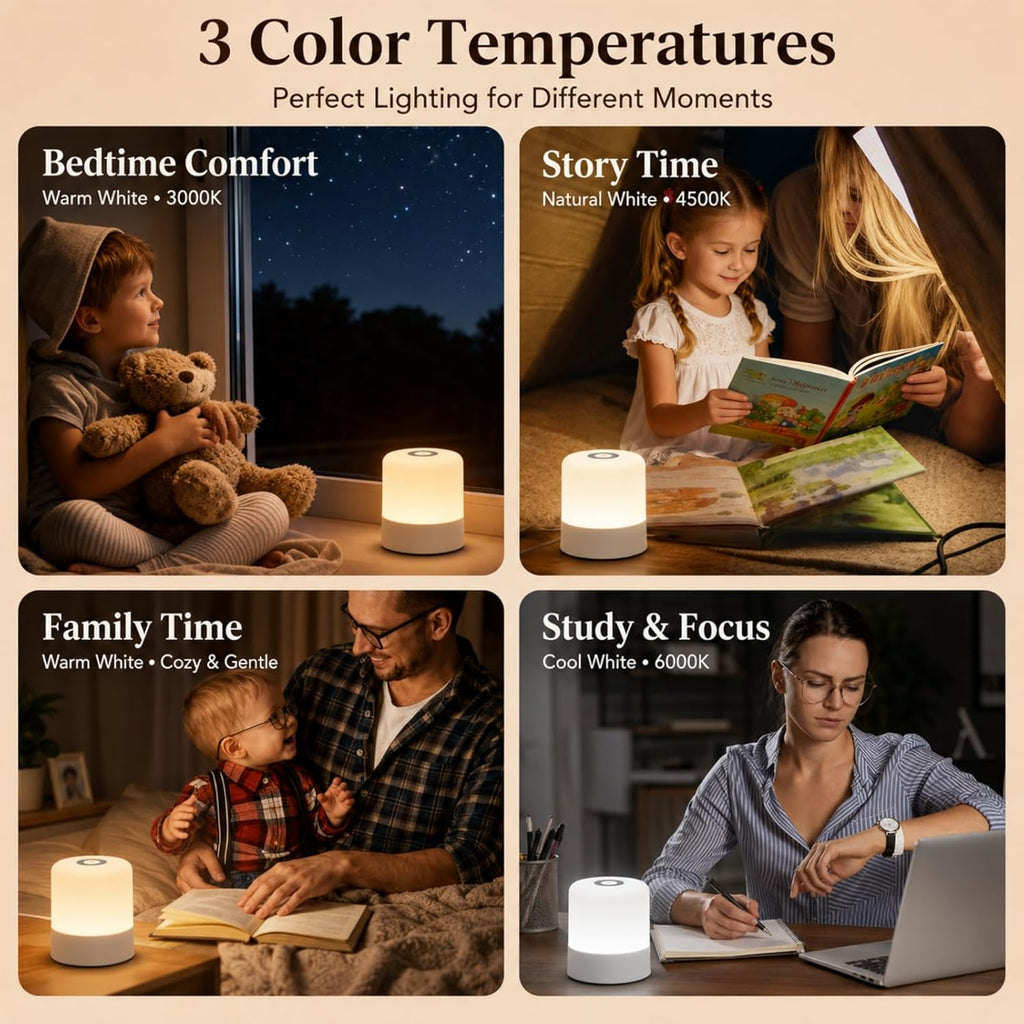 Portable Baby Night Light, 3 Color Egg Lights for Nursery, 2400mAh, Small Rechargeable LED Lamp, Dimmable Touch Nightlight for Newborn…
