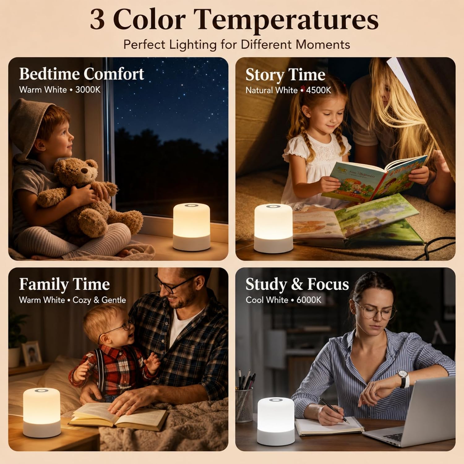 Portable Baby Night Light, 3 Color Egg Lights for Nursery, 2400mAh, Small Rechargeable LED Lamp, Dimmable Touch Nightlight for Newborn…