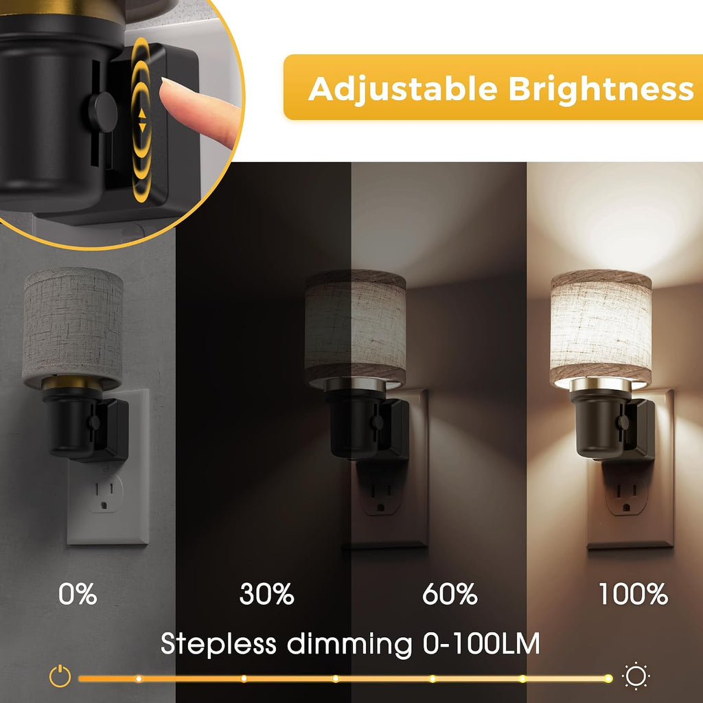 L LOHAS LED Night Lights Plug into Wall, Linen Fabric Cylinder Decor Night Light, Dusk to Dawn Sensor Vintage Nightlight, 5000K Daylight…
