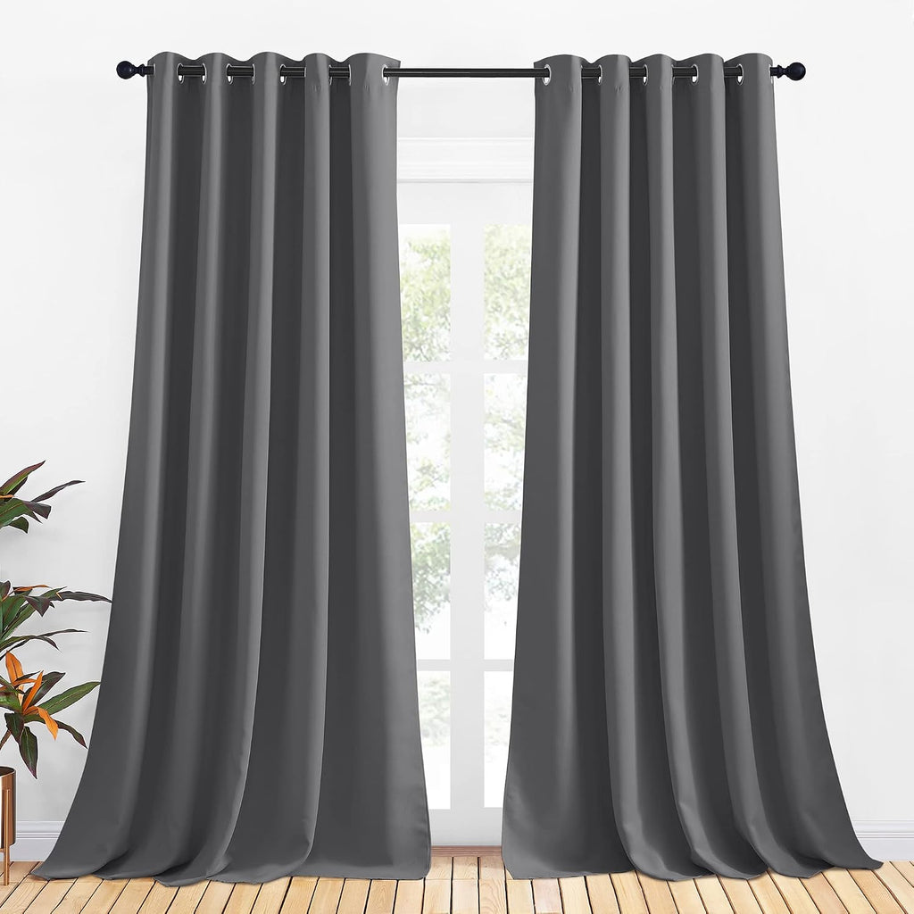 NICETOWN Bedroom Curtains Blackout Drapery Panels, Three Pass Microfiber Thermal Insulated Solid Ring Top Blackout Window Curtains/Drapes…