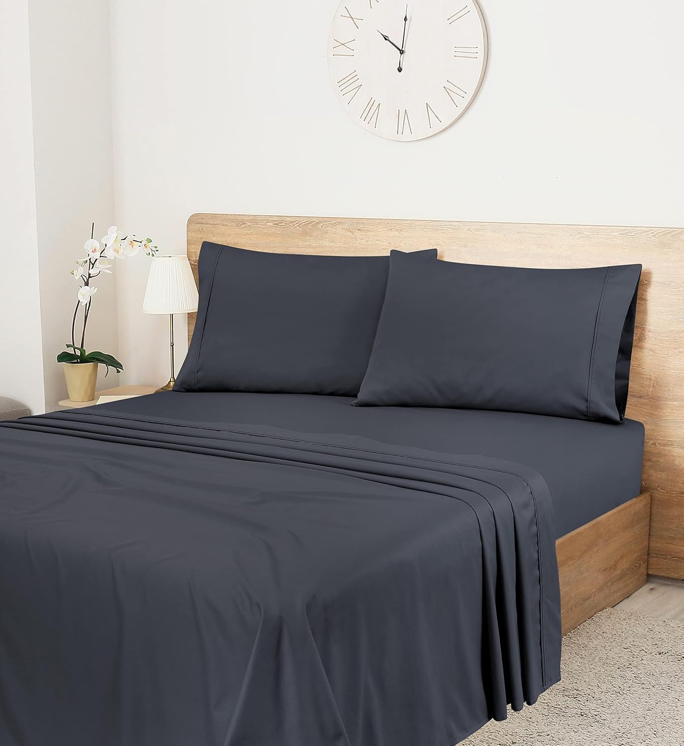 Royalelinens ROYALE LINENS 400 Thread Count 100% American Grown Cotton 4 Piece Sateen King Sheet Set - 1 Fitted Sheet, 1 Flat Sheet, 2 Pill…