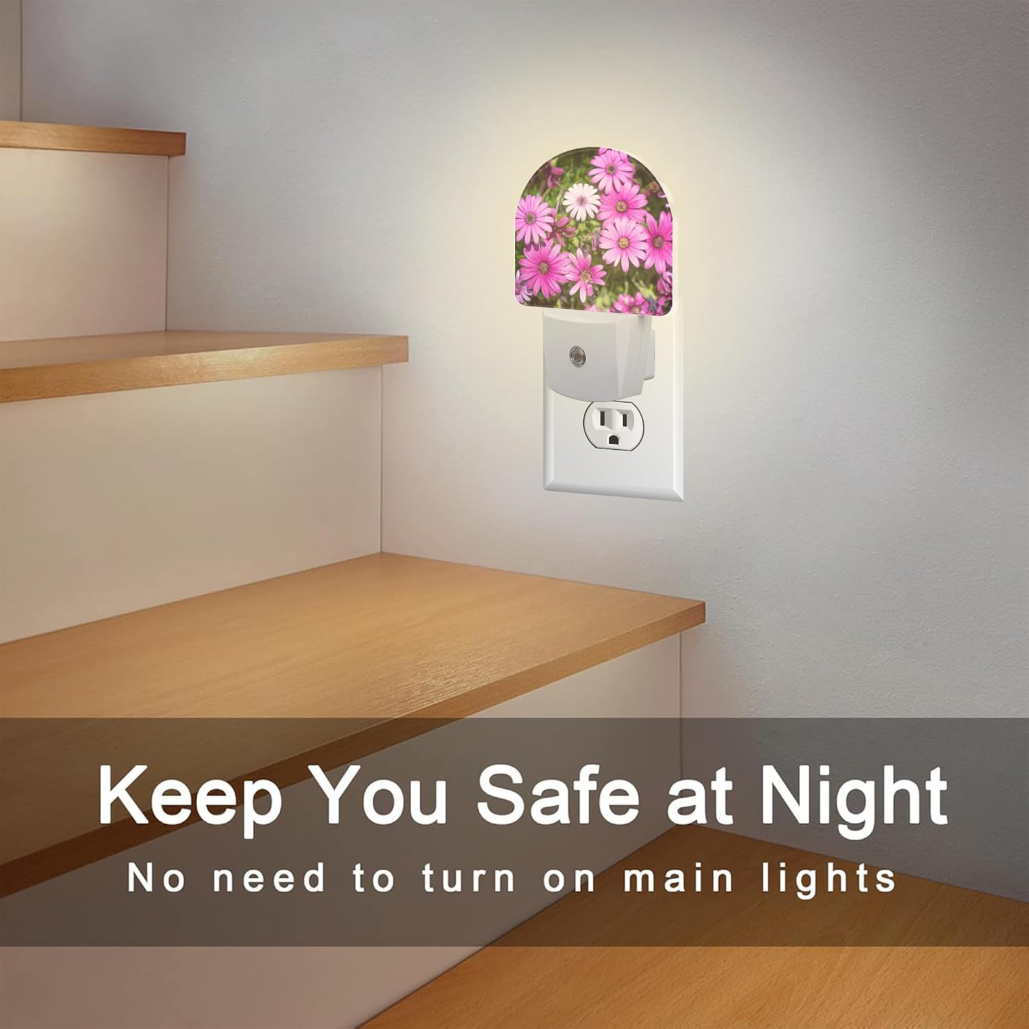 Purple Daisies Flowers Night Light, Beautiful Blooming Daisy Dusk to Dawn Night Light Plug in,0.5w Energy Saving Sleep Friendly…