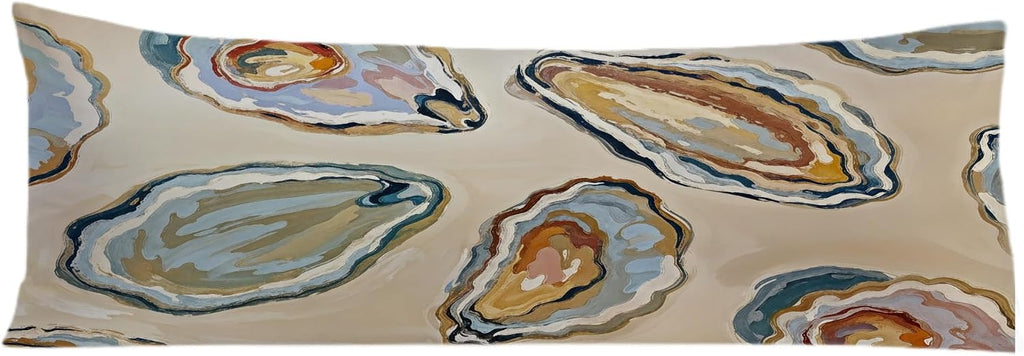 Coastal Beach Oyster Body Pillow Covers 20x54, Beachy Room Decor Aesthetic, Retro Nautical Ocean Oyster Shell Long Body Pillow Case Cover…