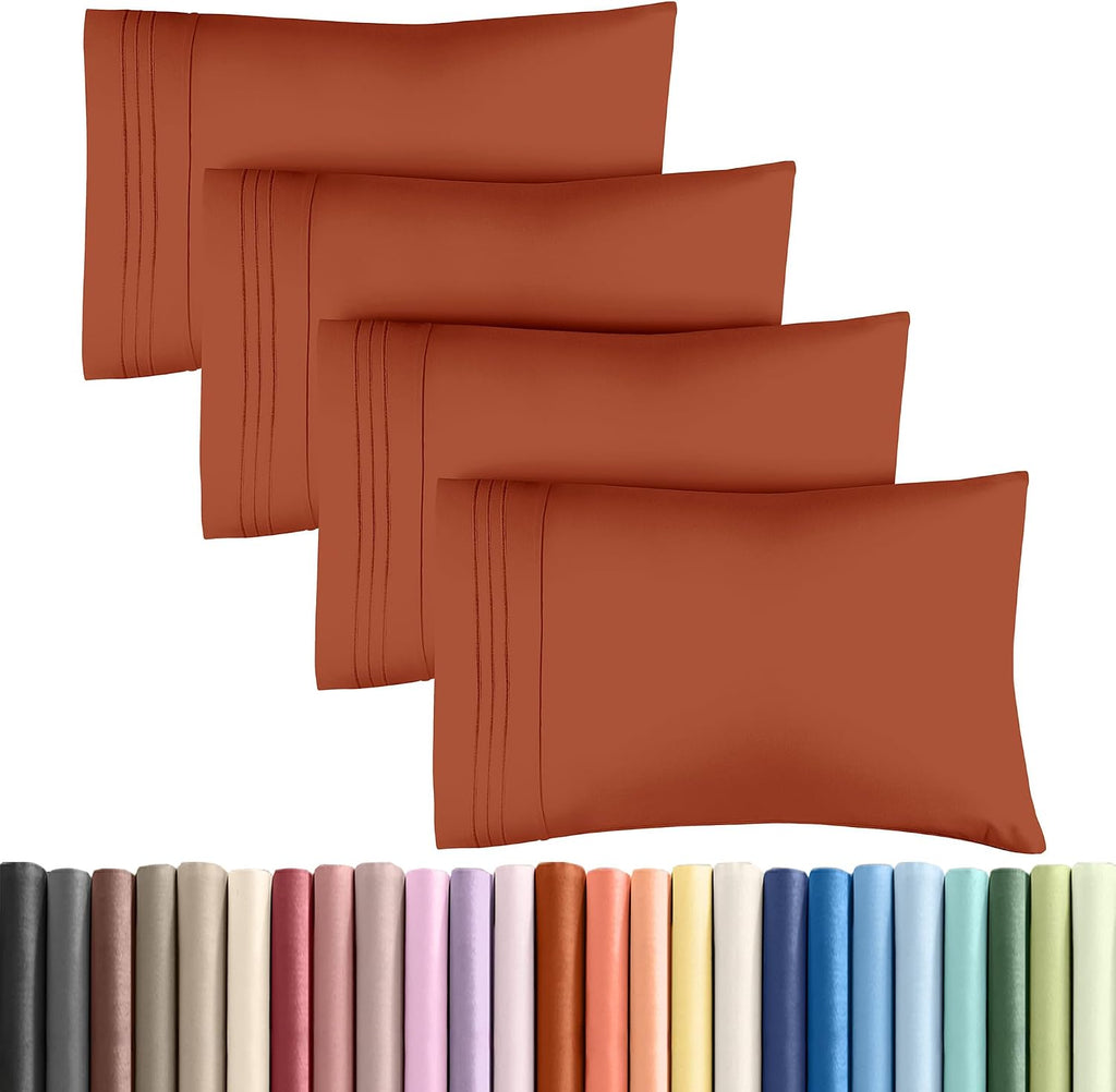 King Pillow Cases Set of 4 - Ultra Soft Hotel Quality Pillowcase Covers - Comfy, Cozy & Wrinkle Free - Shrinkage, Stain & Fade Resistant…