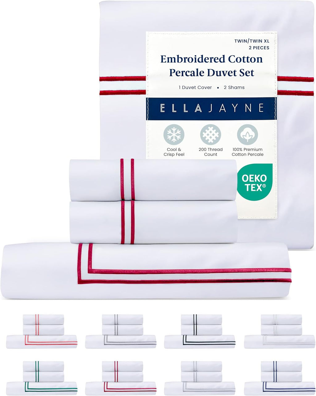 Ella Jayne Twin Duvet Cover (2 Pieces), 100% Cotton Percale, Twin/Twin XL, Soft, Breathable & Lightweight Including Duvet Cover Twin (1…