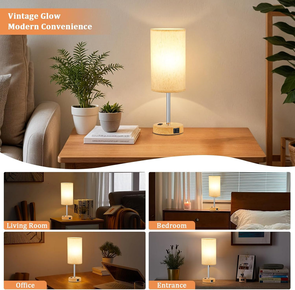 PartageiZ 17.4Inches Tall Touch Bedside Table Lamps Set - 3 Way Dimmable Bedroom Lamp with USB C Ports, Small Desk Lamps for Nightstand…