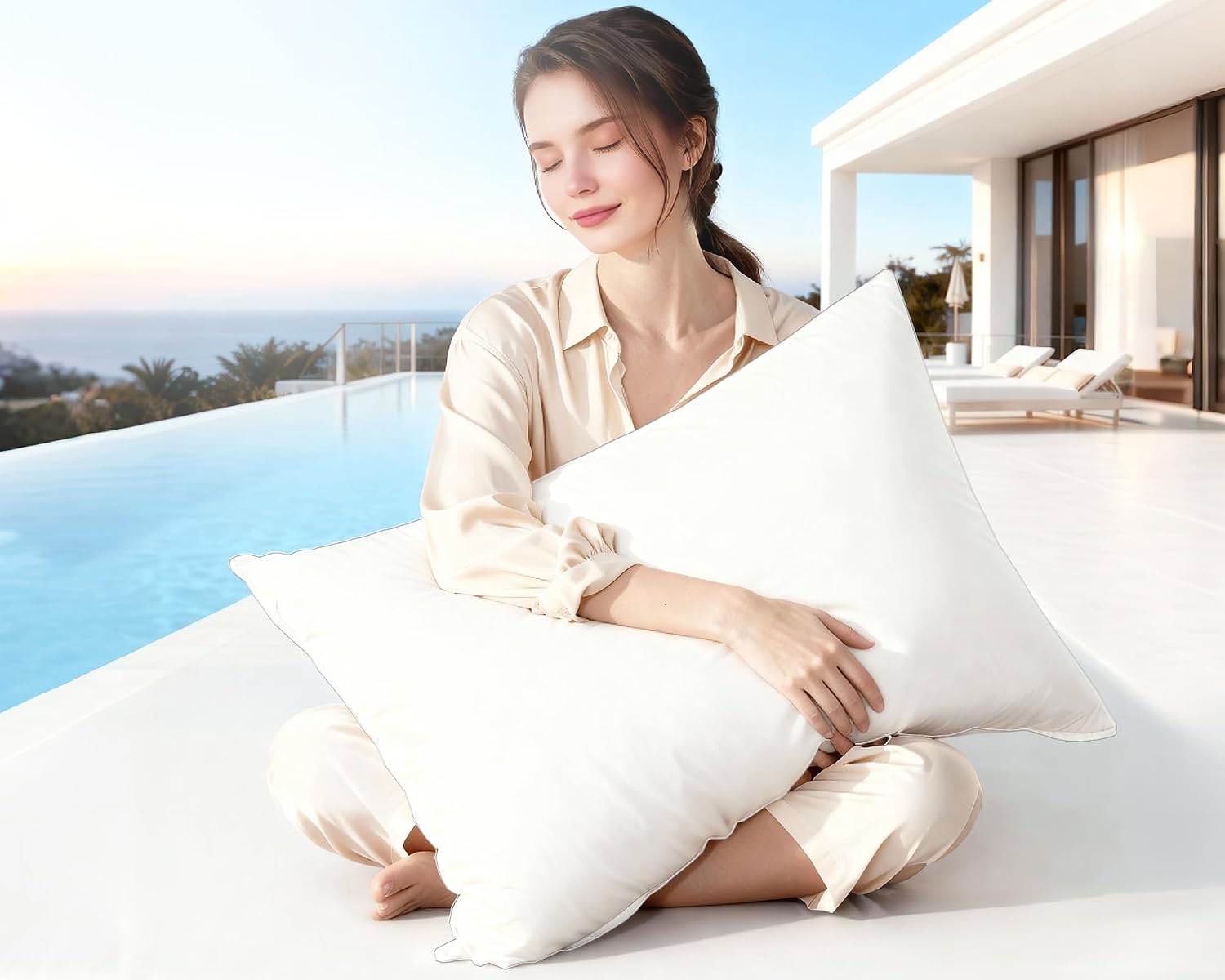 LORESNUG Luxury Canadian White Goose Down Pillows Set of 2, Soft 1440+ Fill Power With 100% Cotton Shell Down Pillow, 80% Goose Down…