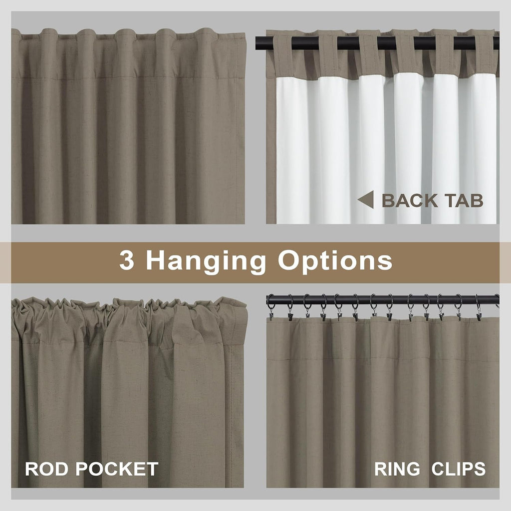 Dancurton Brown Drapes 84 Inch Length 2 Panels Set Linen Long Curtains for Bedroom Windows Soundproof Energy Efficient Thermal Insulated Ru…