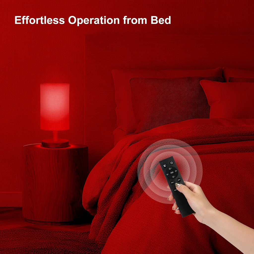 Red Light Lamp for Bedroom, Nightstand Lamp with 670nm Red & 3000-6500K White Light, Remote Control, Timer, Night Light, Dimmable LED…
