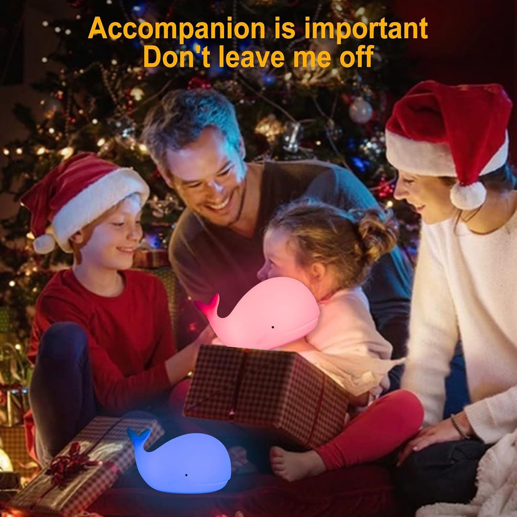 LOVERUIS Whale Night Light Silicone 7 Colors Dimmable 3 Hours Timer Whales Baby Light Decor Room Ocean Baby Nursery Decors Gift Kids