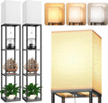 Floor Lamp with Shelves for Living Room 2 Pack, Shelf Floor Lamp with 3 CCT LED Bulb, Corner Display Standing Column Lamp Etagere…