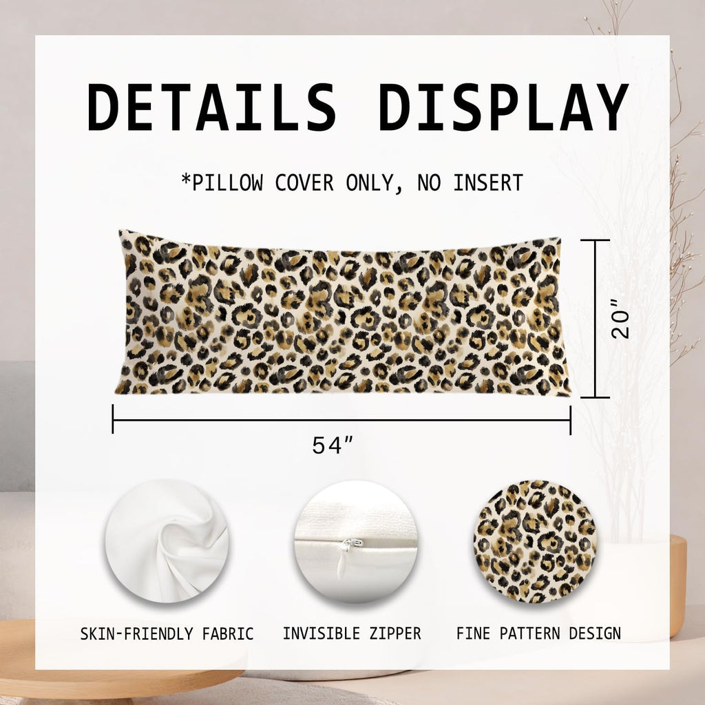 Black and Gold Leopard Print 20x54 Body Pillow Cover, Cheetah Print Room Decor, Funky Y2k Cheetah Print Decorative Long Body Pillow Cases…